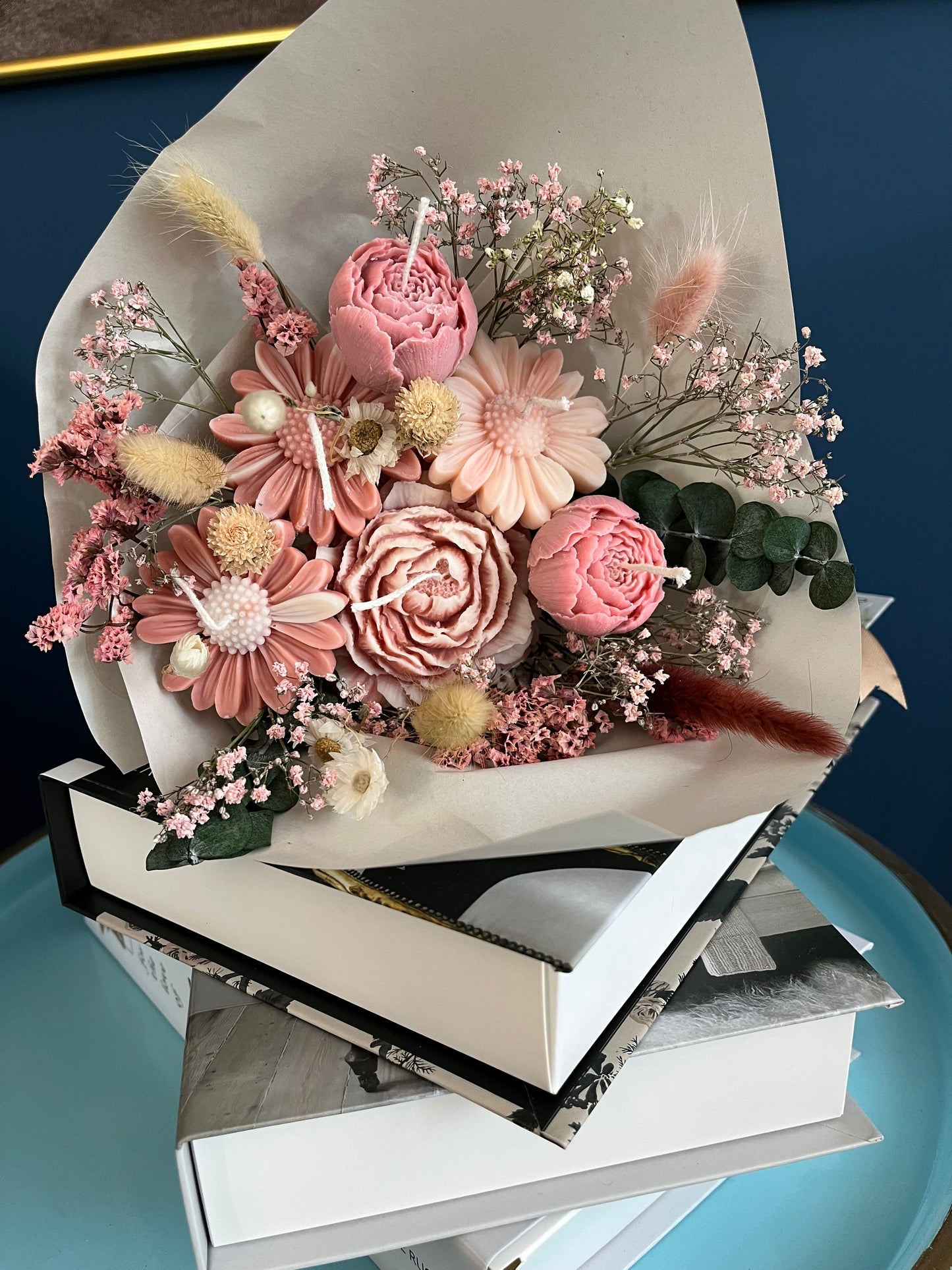 Blumenstrauß Duftkerzen inkl. Trockenblumen | klassischer Strauß