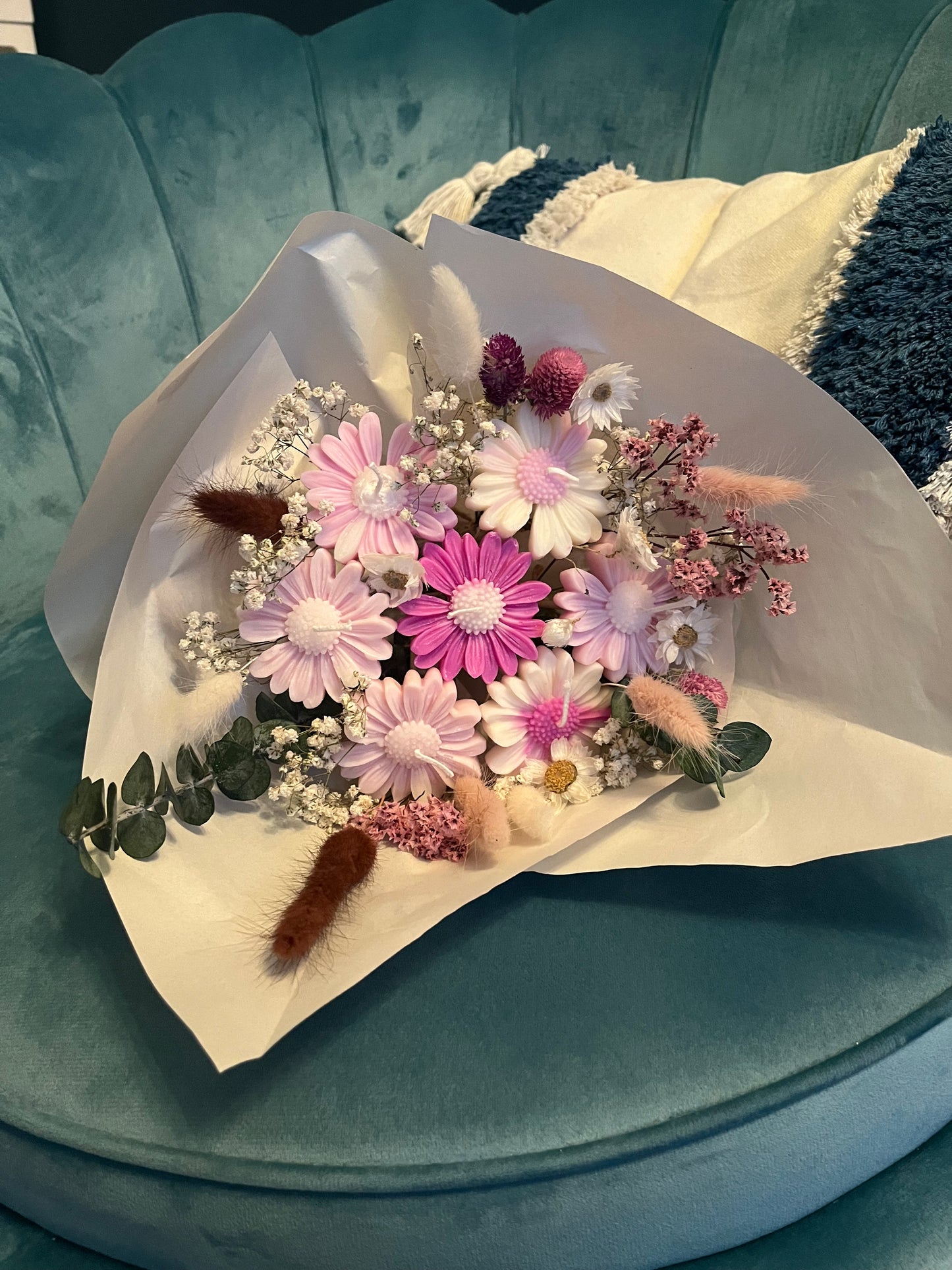 Blumenstrauß Duftkerzen inkl. Trockenblumen | klassischer Strauß