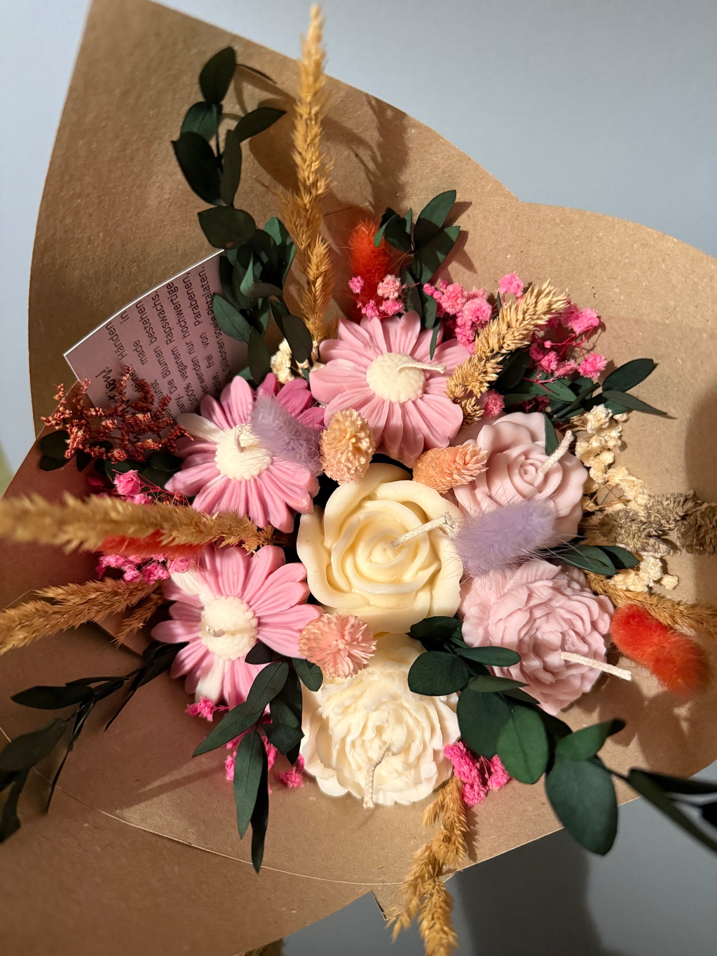 Blumenstrauß Duftkerzen inkl. Trockenblumen | klassischer Strauß