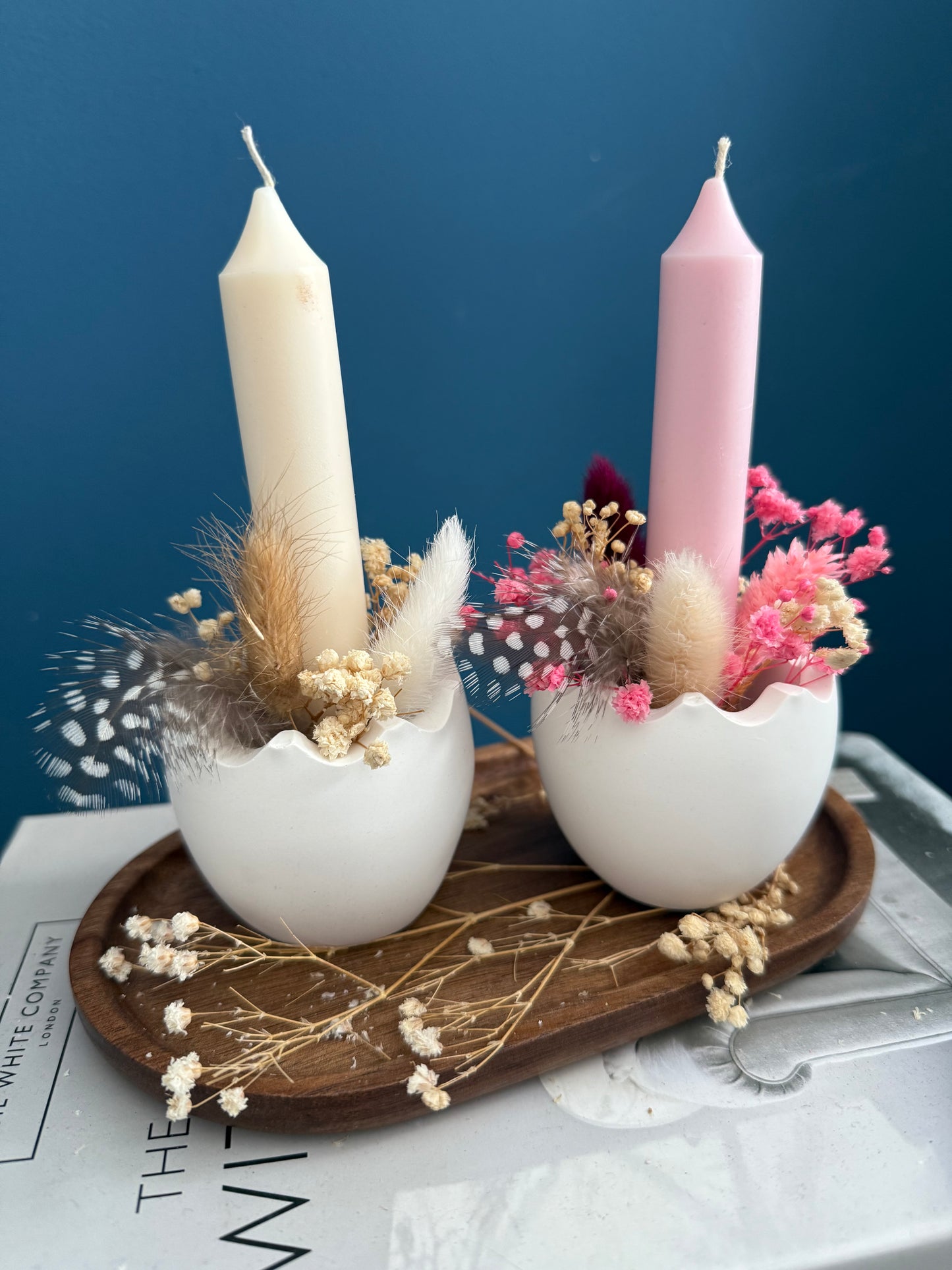 Eierschalen Kerzenhalter inkl. Trockenblumen als Osterdeko oder Ostergeschenk