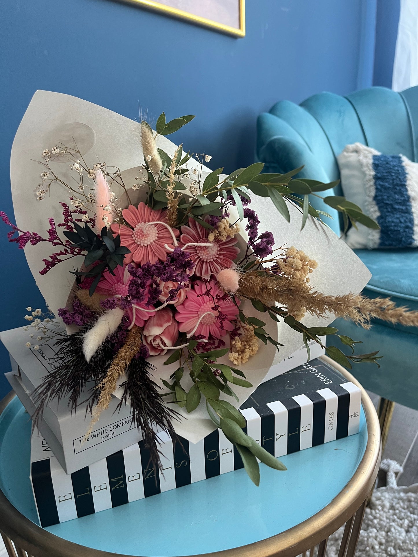 Blumenstrauß Duftkerzen inkl. Trockenblumen | klassischer Strauß