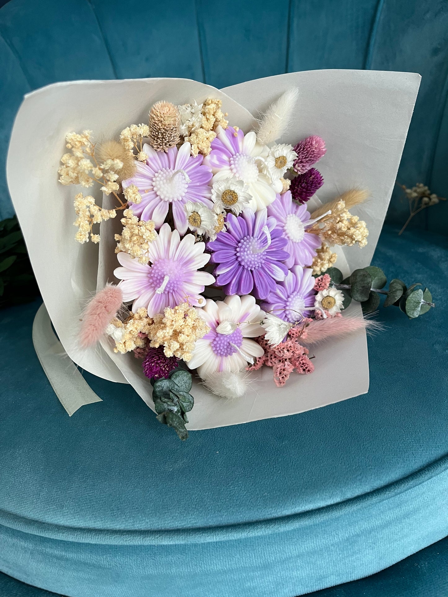 Blumenstrauß Duftkerzen inkl. Trockenblumen | klassischer Strauß