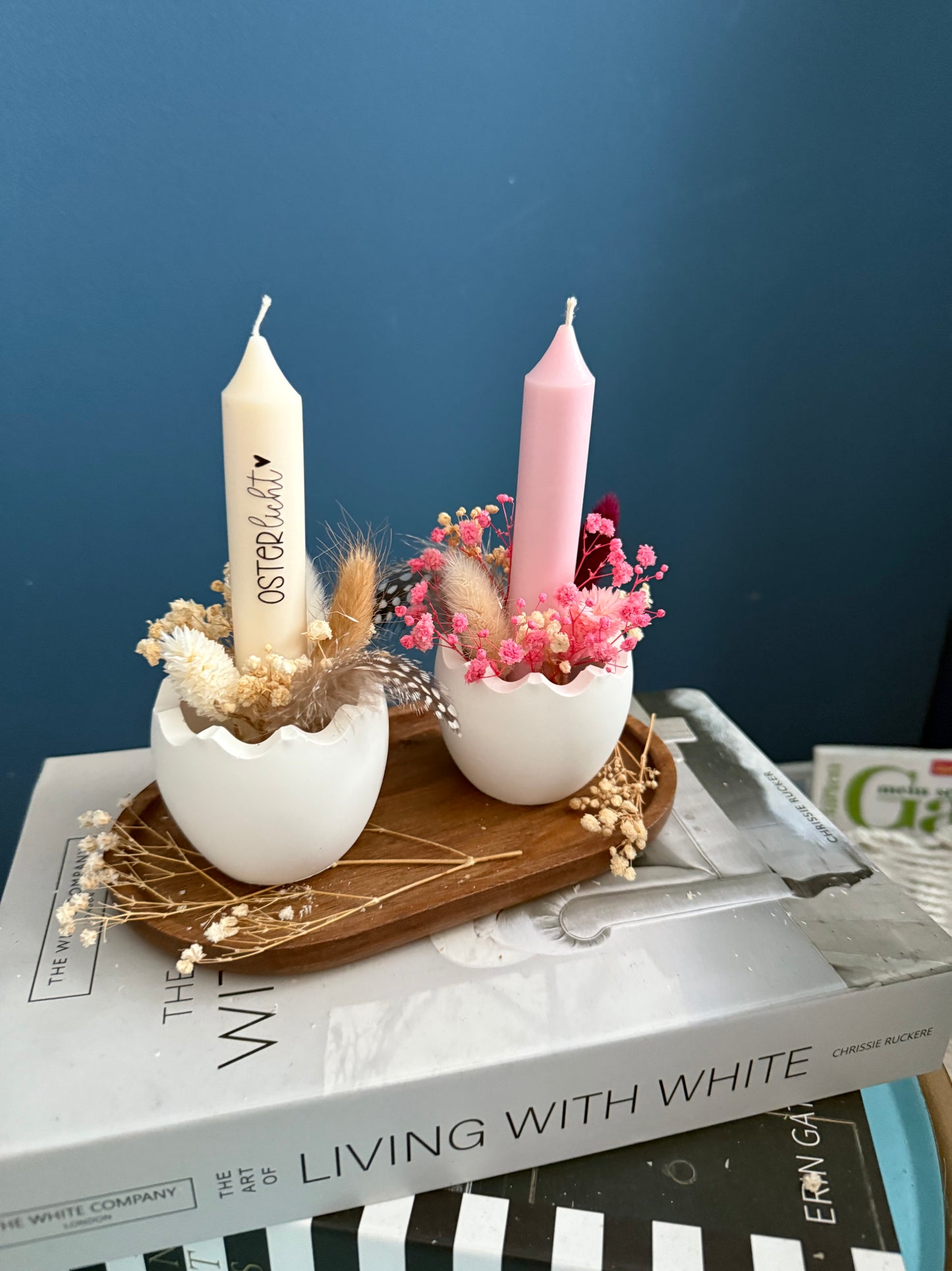 Eierschalen Kerzenhalter inkl. Trockenblumen als Osterdeko oder Ostergeschenk