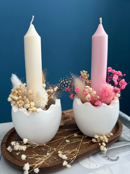 Eierschalen Kerzenhalter inkl. Trockenblumen als Osterdeko oder Ostergeschenk