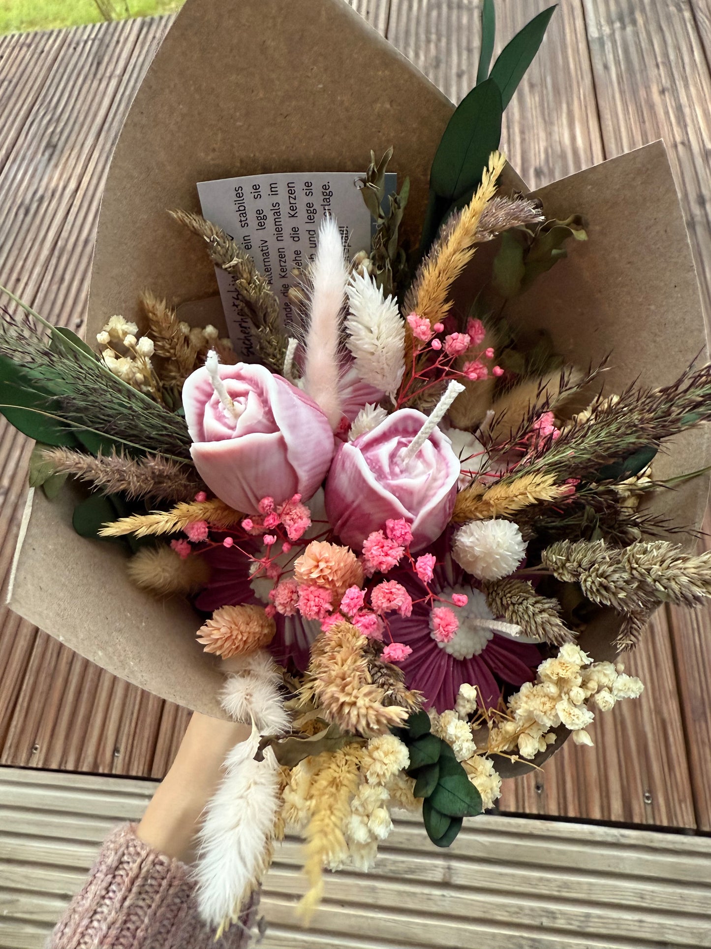 Blumenstrauß Duftkerzen inkl. Trockenblumen | klassischer Strauß