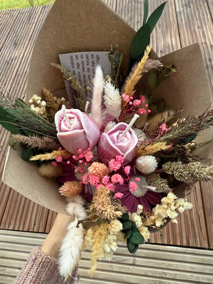 Blumenstrauß Duftkerzen inkl. Trockenblumen | klassischer Strauß