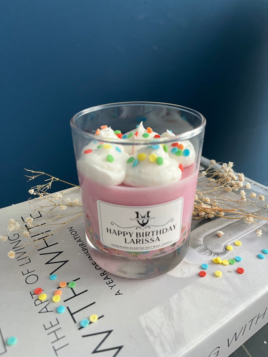 Geburtstags Duftkerze Konfetti Stil | Dessertkerze