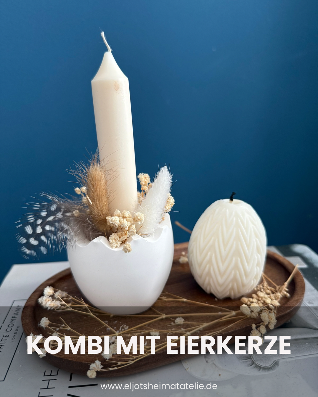 Eierschalen Kerzenhalter inkl. Trockenblumen als Osterdeko oder Ostergeschenk