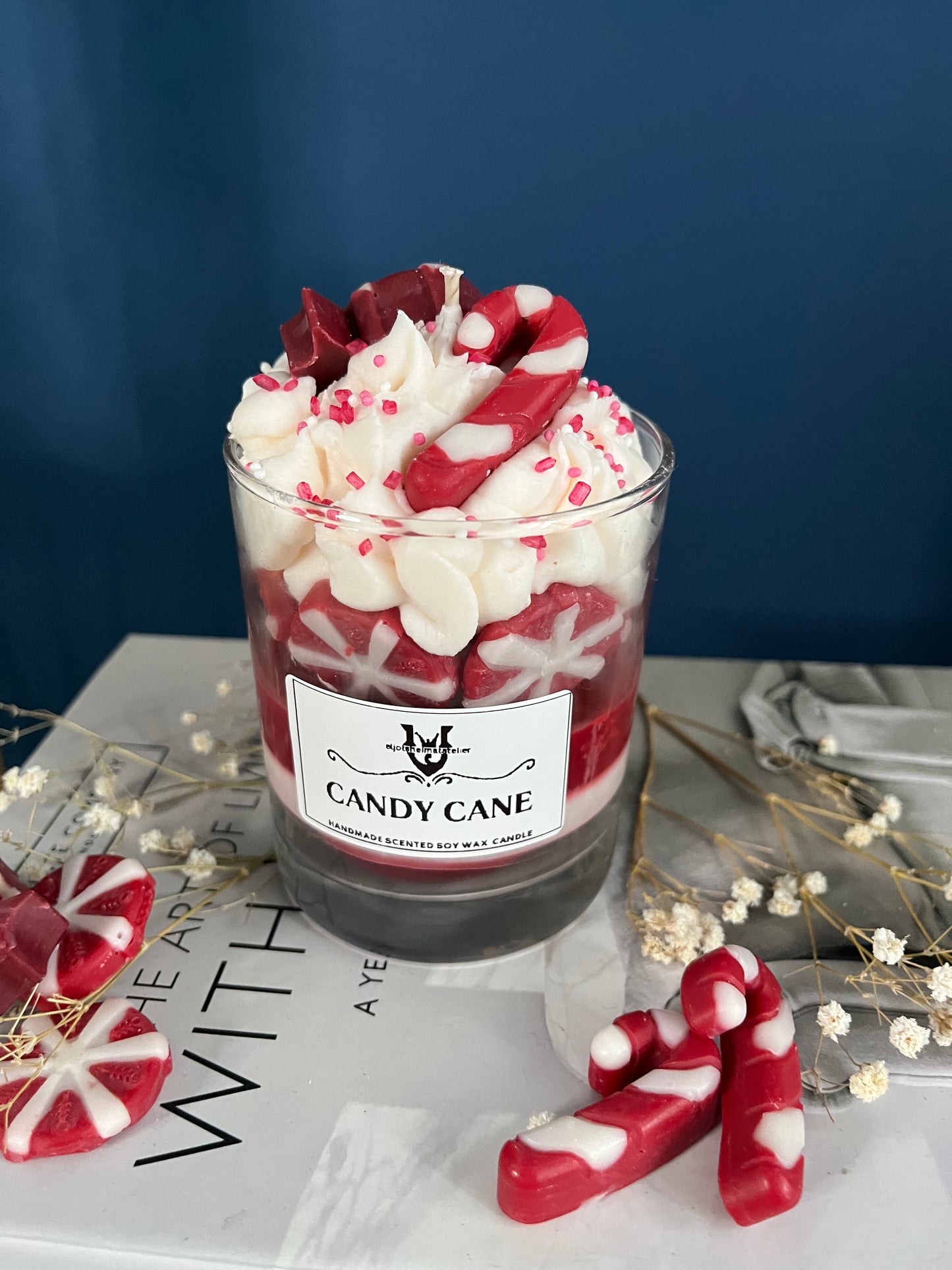 Zuckerstange „Candy Cane“ Duftkerze | Dessertkerze