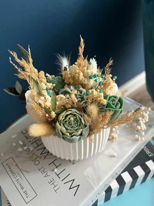 Blumengesteck Duftkerzen | Keramikschale